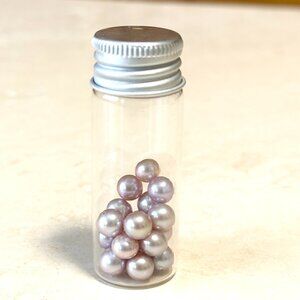 2/$20, Small Glass Bottle w/ Genuine Iridescent Mauve Freshwater Pearls
